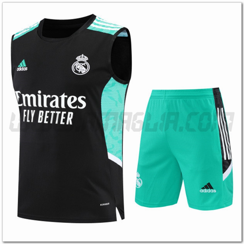 Maglia Allenamento Senza Maniche Real Madrid + Pantaloncini Nero 2022 2023