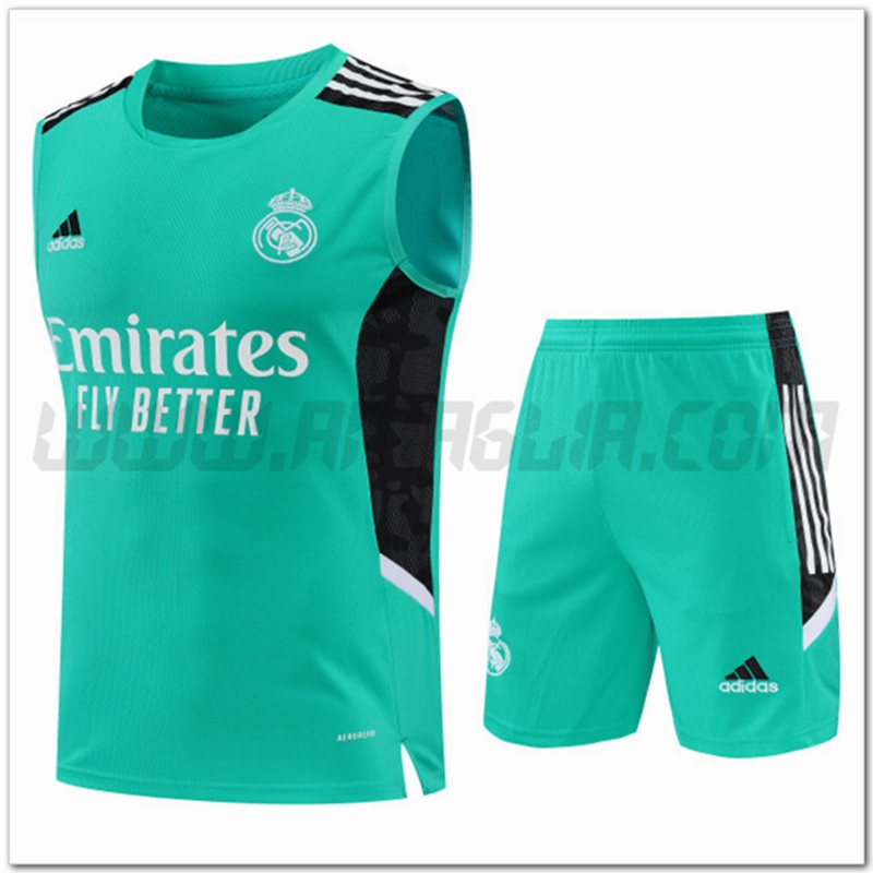 Maglia Allenamento Senza Maniche Real Madrid + Pantaloncini Verde 2022 2023