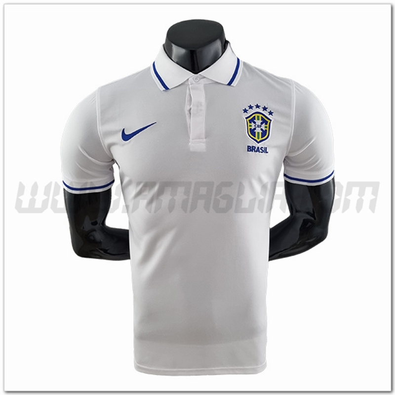 Maglia Polo Brasile Bianco 2022 2023