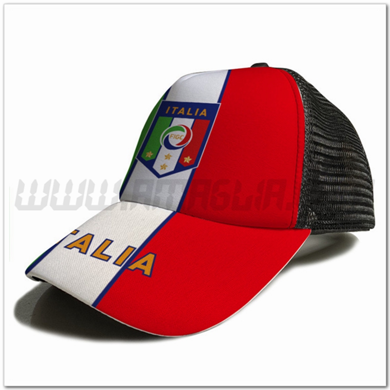 Cappellino da Calcio Italia Bianco/Rosso 2023