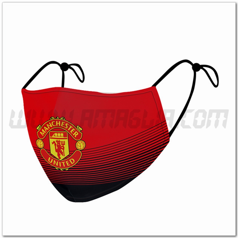 Nuove Mascherine Calcio Manchester United Rosso/Nero Riutilizzabile
