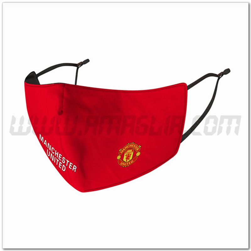 Nuove Mascherine Calcio Manchester United Rosso Riutilizzabile