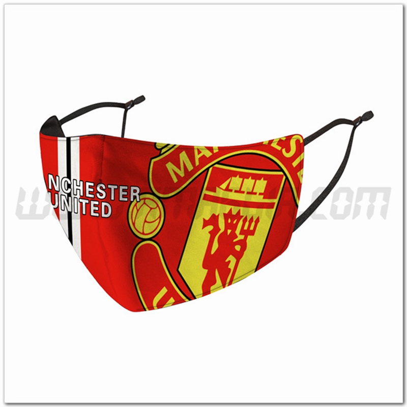 Nuove Mascherine Calcio Manchester United Rosso Riutilizzabile -02