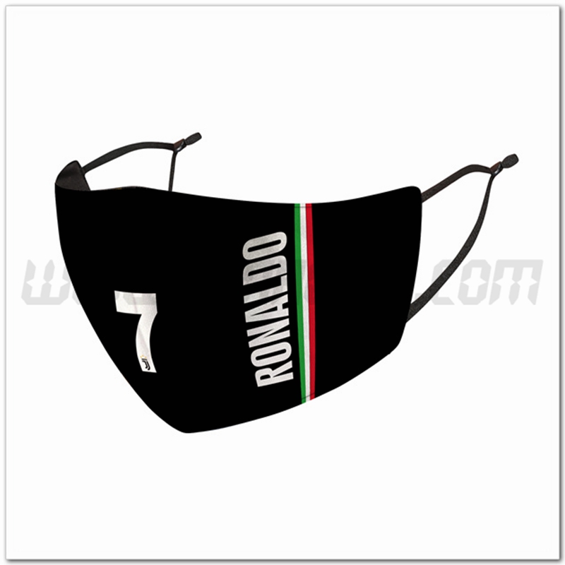 Nuove Mascherine Calcio Ronaldo 7 Nero Riutilizzabile