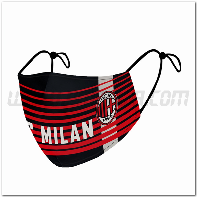 Nuove Mascherine Calcio AC Milan Nero/Rosso Riutilizzabile