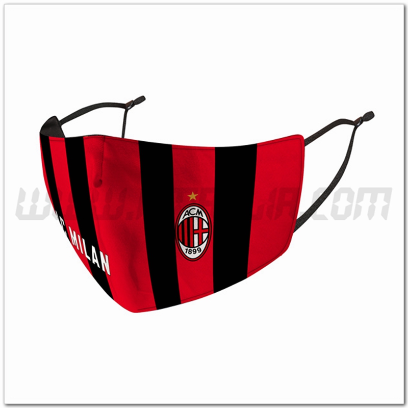 Nuove Mascherine Calcio AC Milan Rosso/Nero Riutilizzabile
