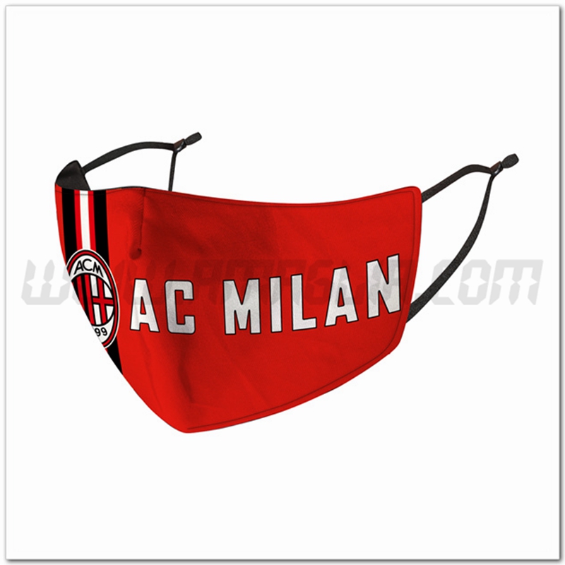 Nuove Mascherine Calcio AC Milan Rosso Riutilizzabile