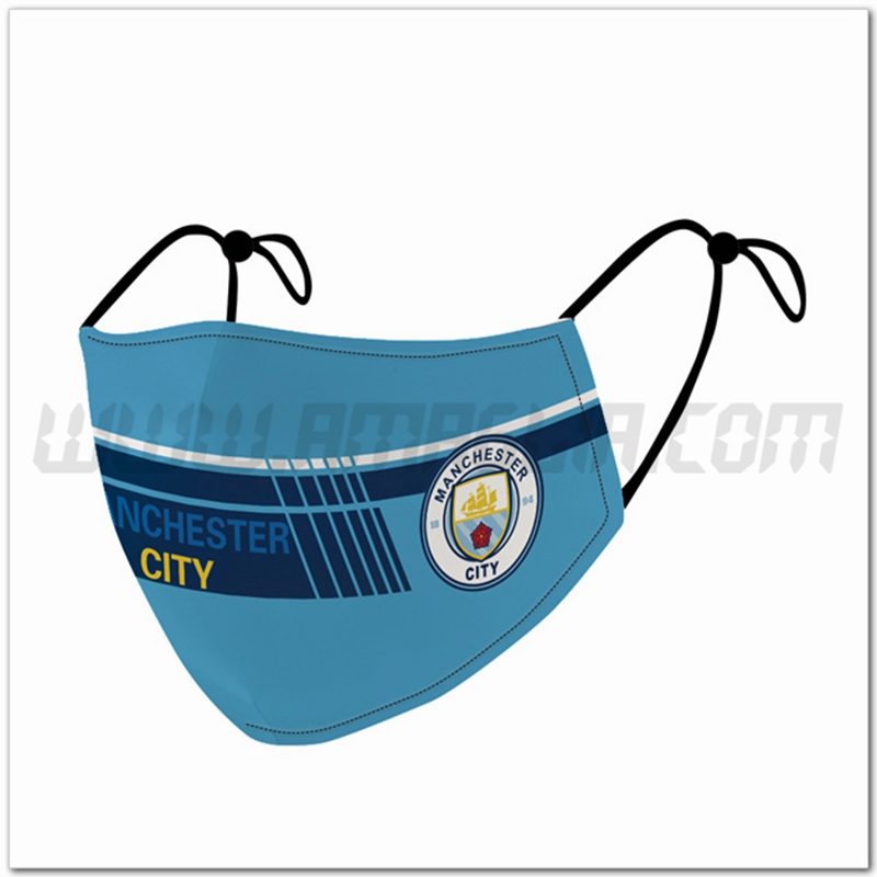 Nuove Mascherine Calcio Manchester City Blu Riutilizzabile