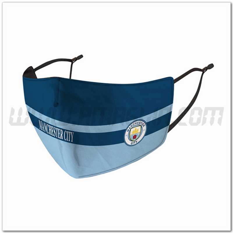 Nuove Mascherine Calcio Manchester City Blu Marino Riutilizzabile