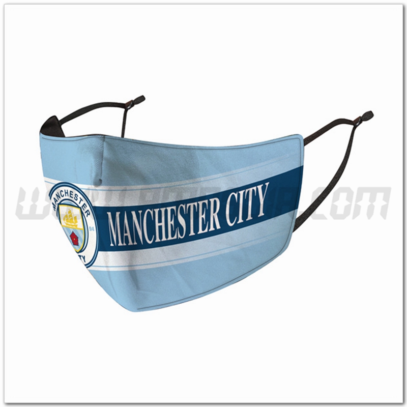 Nuove Mascherine Calcio Manchester City Blu/Bianco Riutilizzabile
