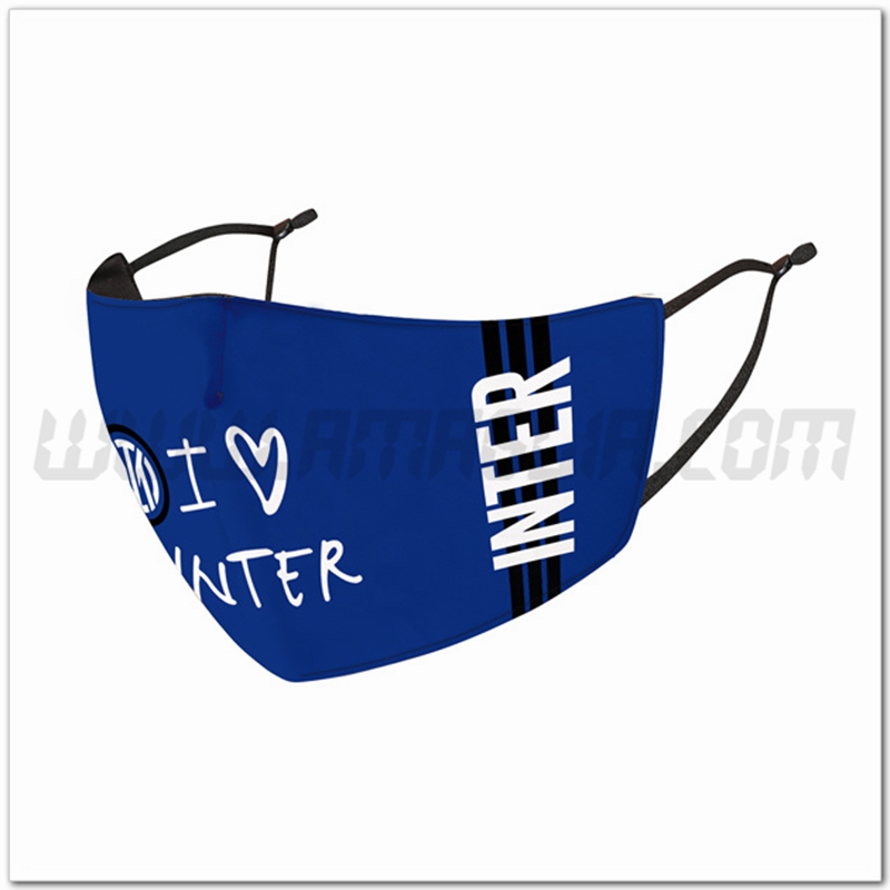 Nuove Mascherine Calcio Inter Milan Blu Riutilizzabile