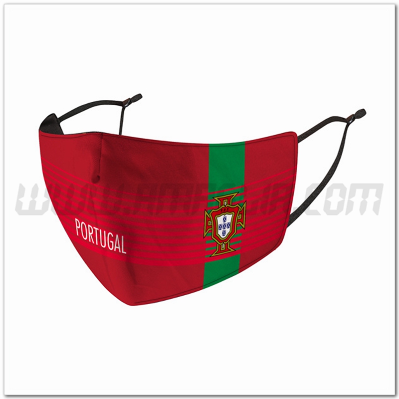 Nuove Mascherine Calcio Portogallo Rosso Riutilizzabile