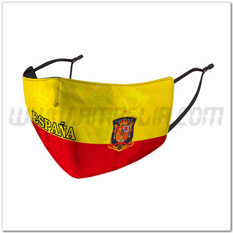 Nuove Mascherine Calcio Spagna Giallo/Rosso Riutilizzabile