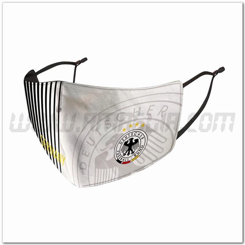 Nuove Mascherine Calcio Germania Bianco Riutilizzabile