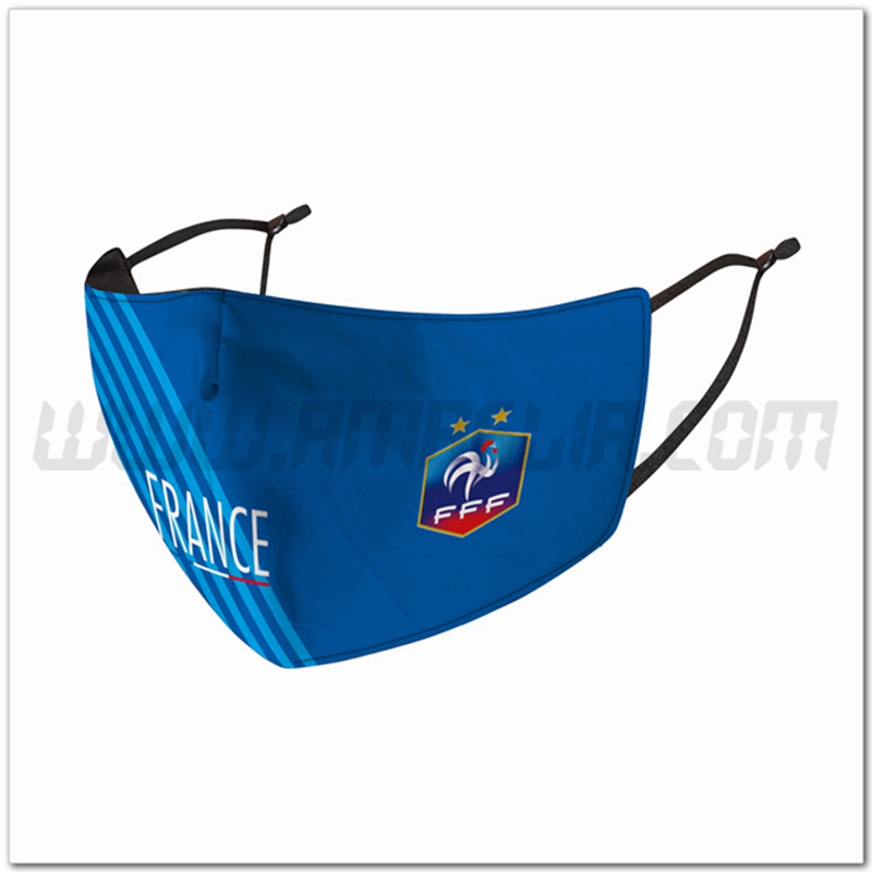 Nuove Mascherine Calcio Francia Blu Riutilizzabile