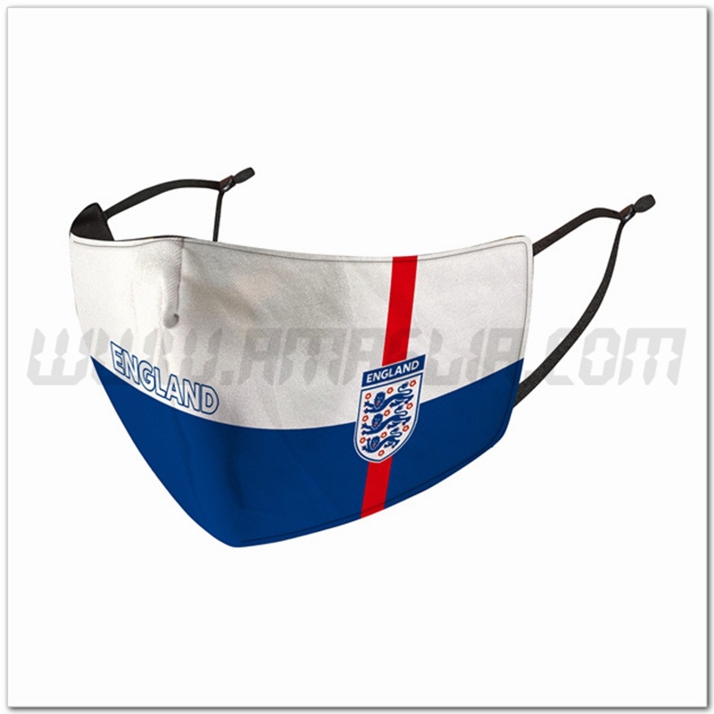 Nuove Mascherine Calcio Inghilterra Bianco/Blu Riutilizzabile