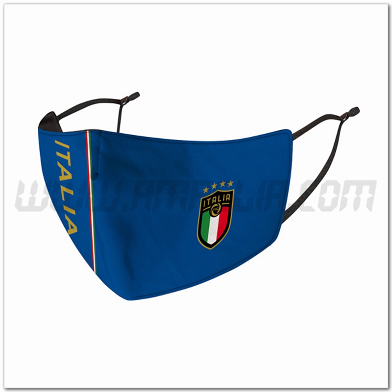 Nuove Mascherine Calcio Italia Blu Riutilizzabile