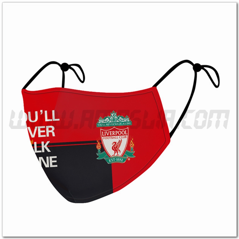 Nuove Mascherine Calcio FC Liverpool Rosso/Nero Riutilizzabile