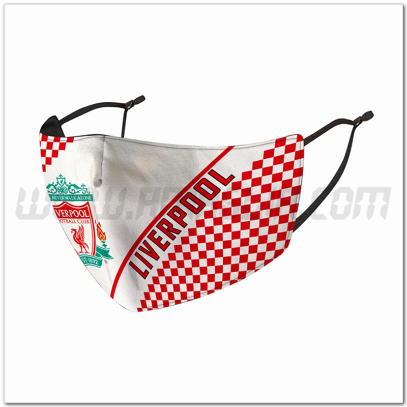 Nuove Mascherine Calcio FC Liverpool Rosso/Bianco Riutilizzabile