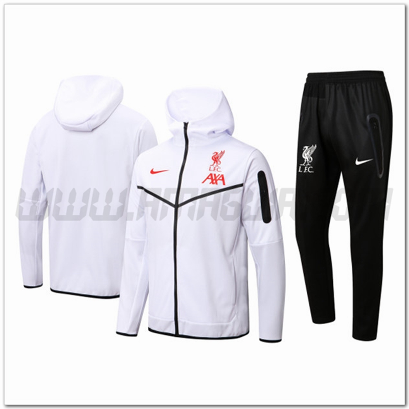 Tuta Giacca con Cappuccio FC Liverpool Bianco 2022 2023