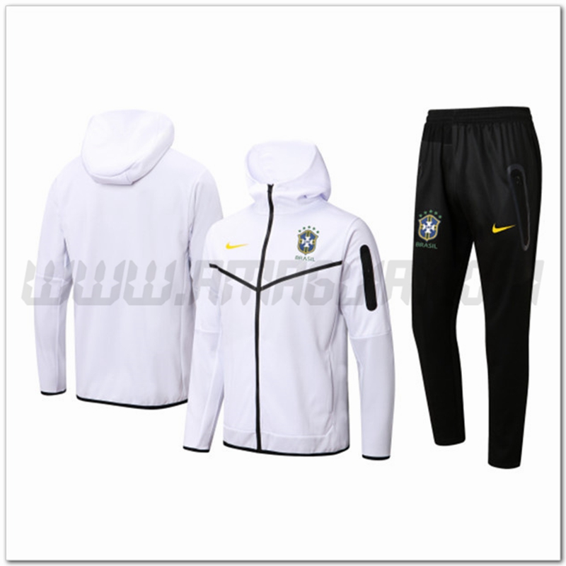 Tuta Giacca con Cappuccio Brasile Bianco 2022 2023
