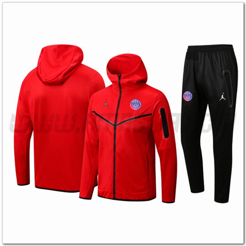 Tuta Giacca con Cappuccio Jordan PSG Rosso 2022 2023
