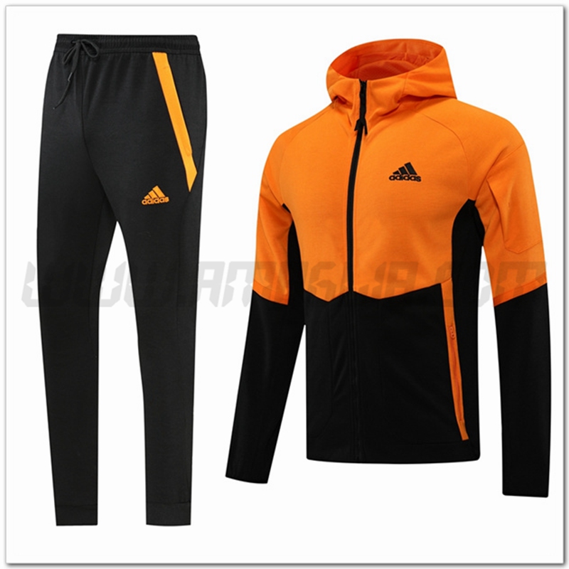 Tuta Giacca con Cappuccio Adidas Nero/Arancia 2022 2023