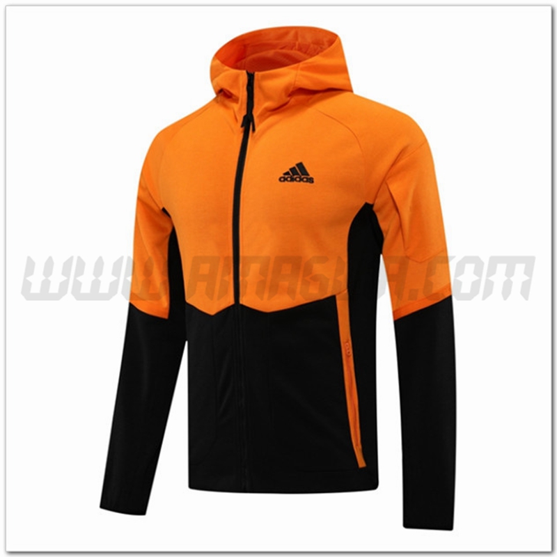 Giacca con Cappuccio Adidas Nero/Arancia 2022 2023