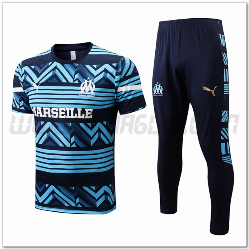 Maglia Allenamento Marsiglia OM + Pantaloni Blu/Nero 2022 2023