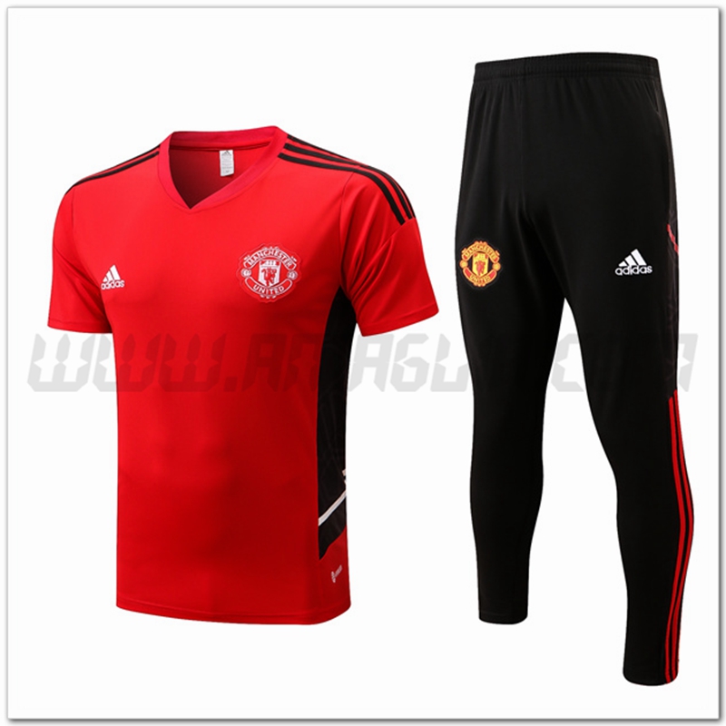 Maglia Allenamento Manchester United + Pantaloni Nero 2022 2023