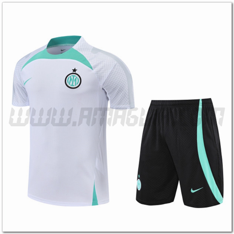 Maglia Allenamento Inter Milan + Pantaloncinis Bianco 2022 2023