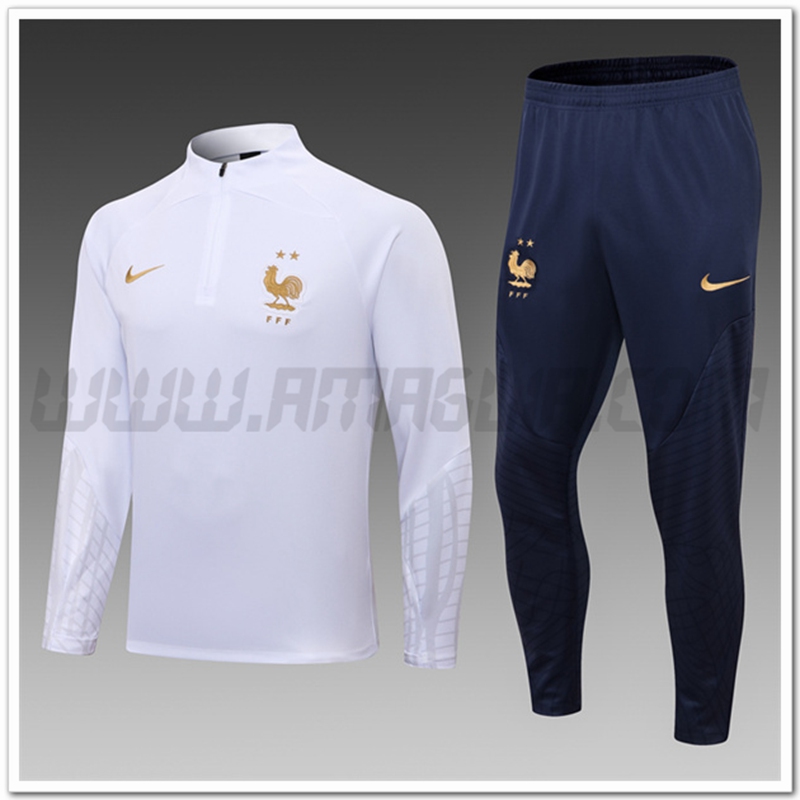 Tuta Allenamento Francia Bambino Bianco 2022 2023