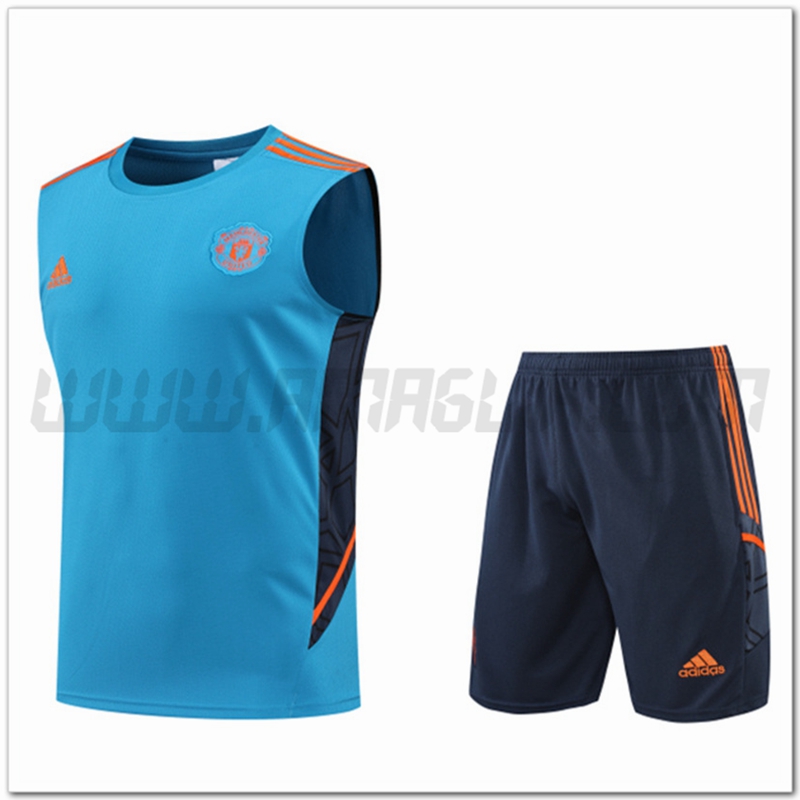 KIT Canotta da Allenamento Manchester United + Pantaloncini Blu 2022 2023