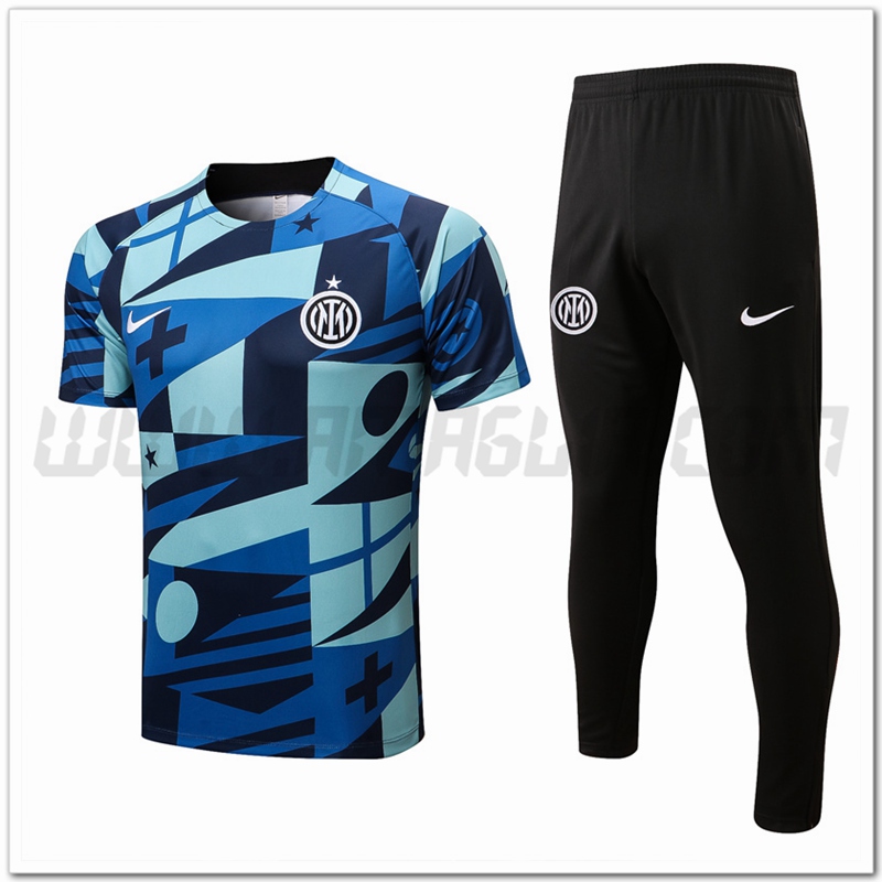 KIT Maglia Allenamento Inter Milan + Pantaloni Blu/Verde 2022 2023