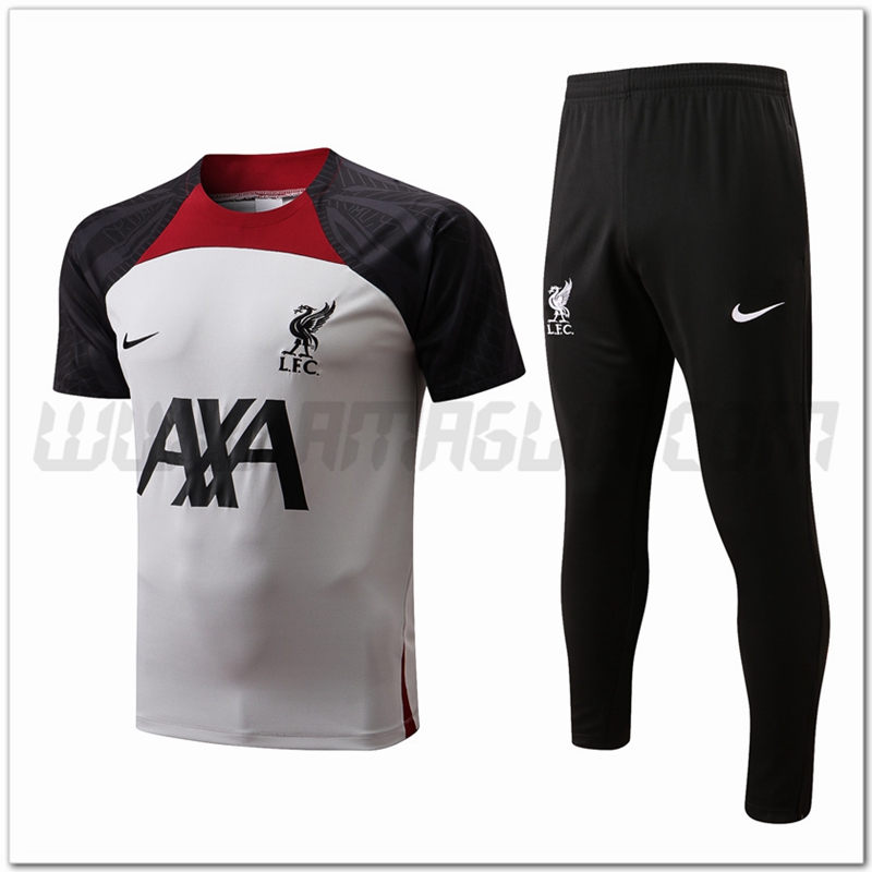 KIT Maglia Allenamento FC Liverpool + Pantaloni Nero/Bianco 2022 2023