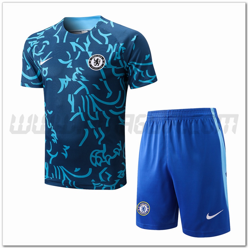 KIT Maglia Allenamento FC Chelsea + Pantaloncini Blu 2022 2023