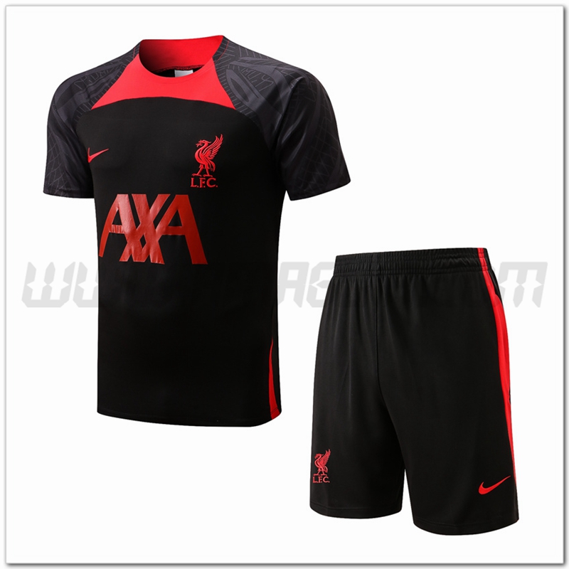 KIT Maglia Allenamento FC Liverpool + Pantaloncini Nero 2022 2023