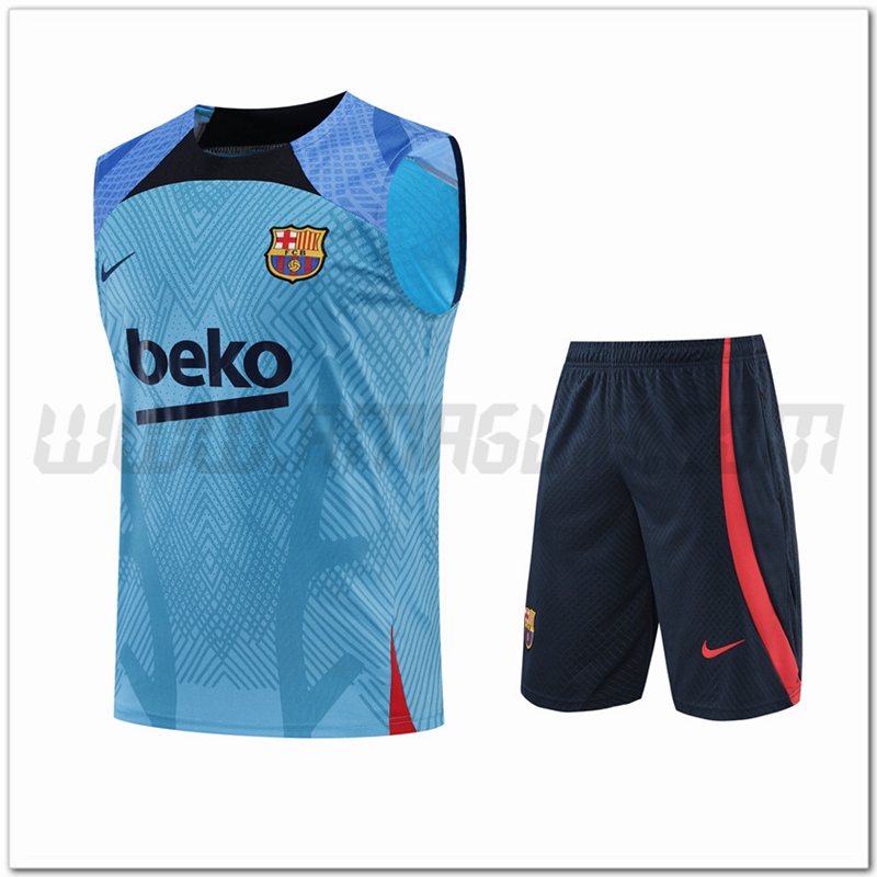 KIT Canotta da Allenamento FC Barcellona + Pantaloncini Blu 2022 2023