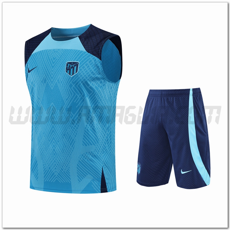 KIT Canotta da Allenamento Atletico Madrid + Pantaloncini Blu 2022 2023