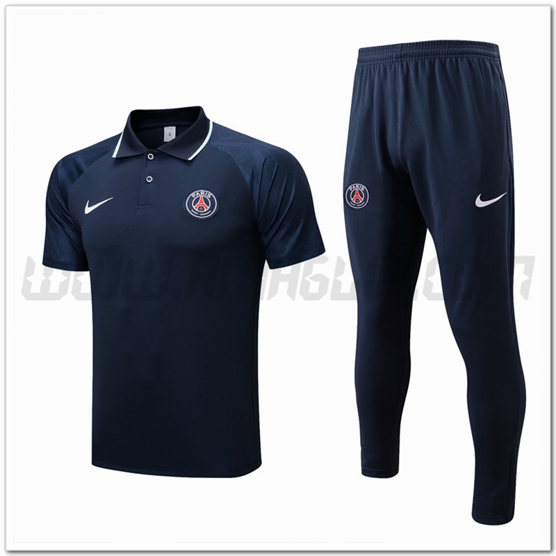 Kit Maglia Polo PSG + Pantaloni Blu Marino 2022 2023