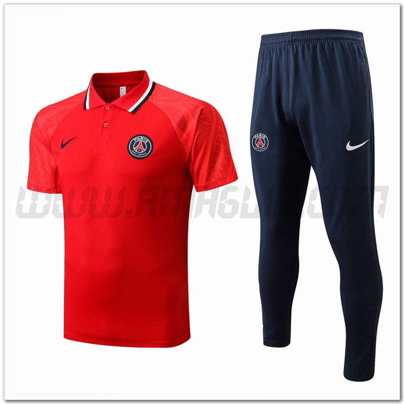 Kit Maglia Polo PSG + Pantaloni Rosso 2022 2023