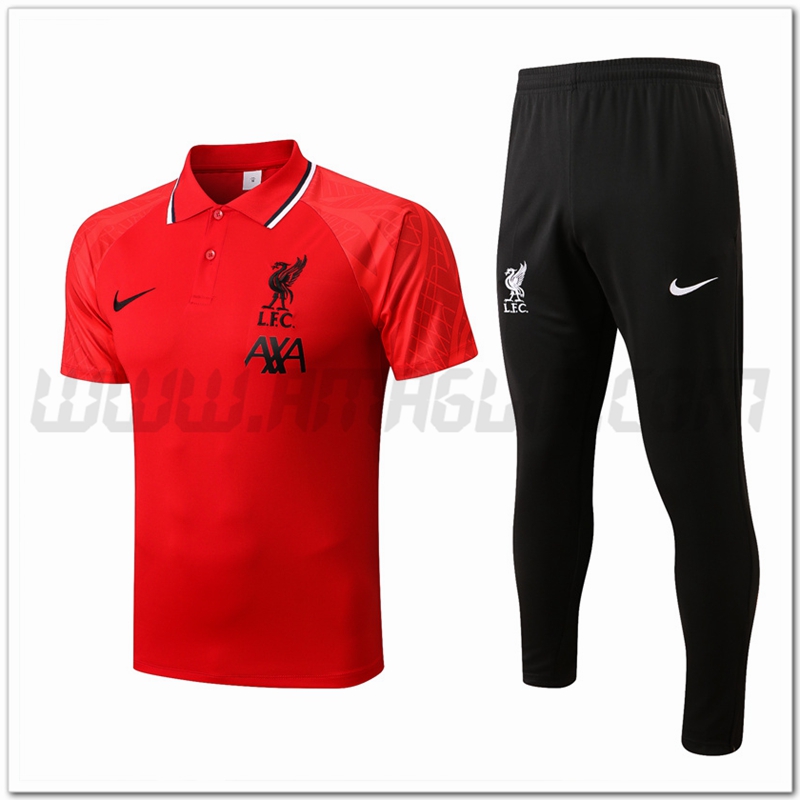 Kit Maglia Polo FC Liverpool + Pantaloni Rosso 2022 2023