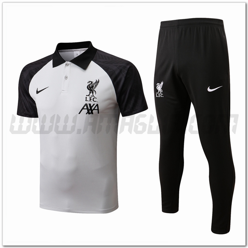 Kit Maglia Polo FC Liverpool + Pantaloni Nero/Grigio 2022 2023