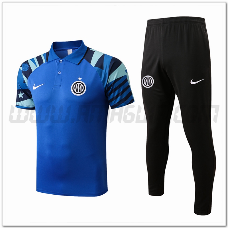 Kit Maglia Polo Inter Milan + Pantaloni Blu 2022 2023