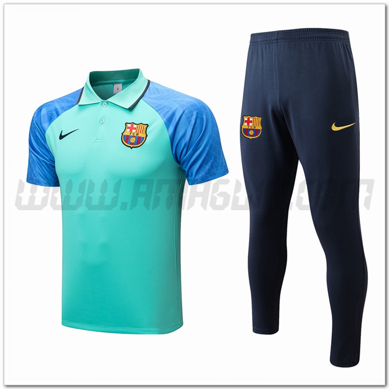 Kit Maglia Polo FC Barcellona + Pantaloni Verde 2022 2023