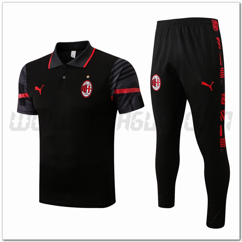 Kit Maglia Polo AC Milan+ Pantaloni Nero 2022 2023