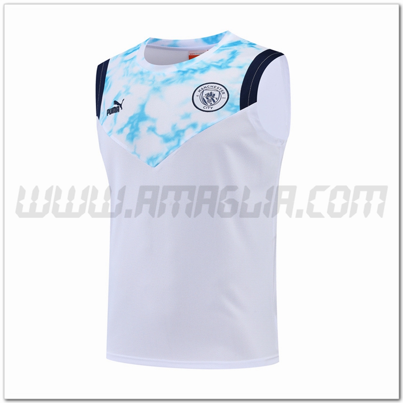 Canotta da Allenamento Manchester City Bianco 2022 2023