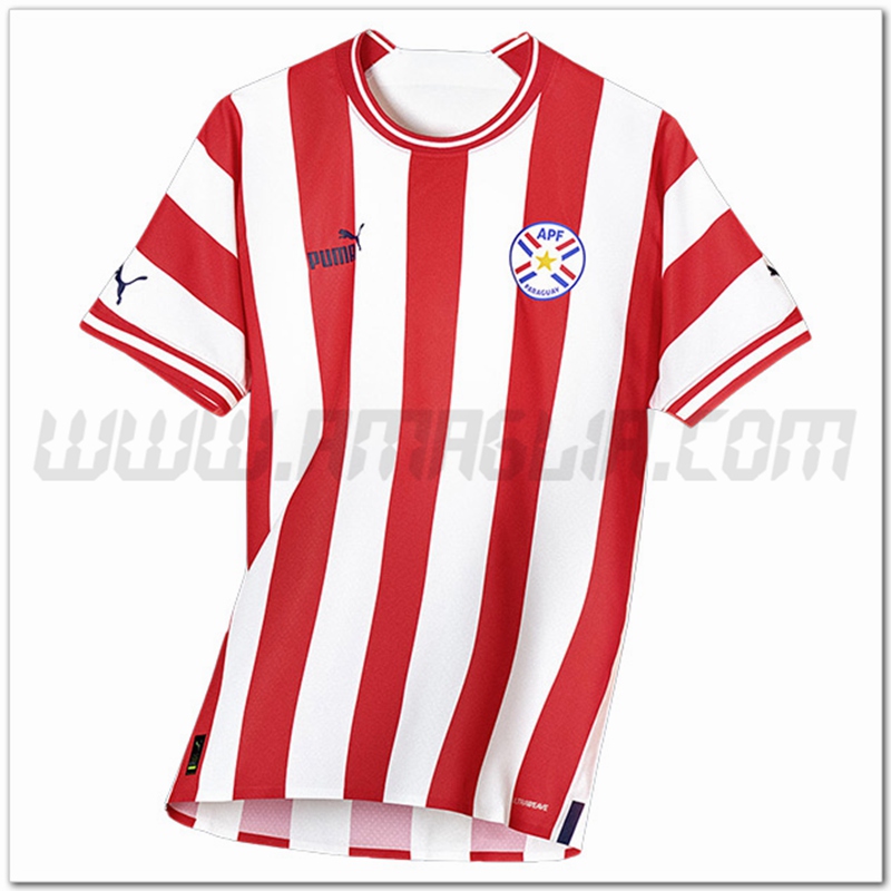 Nuovo Maglia Squadra Paraguay Prima 2022 2023 Rosso Bianco