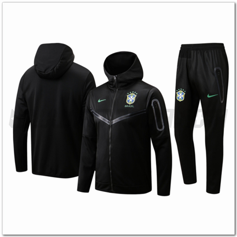 Tuta Giacca con Cappuccio Brasile Nero 2022 2023