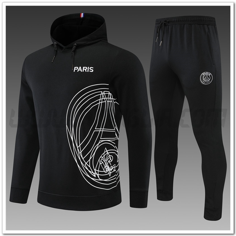 Tuta Giacca con Cappuccio PSG Bambino Nero 2022 2023
